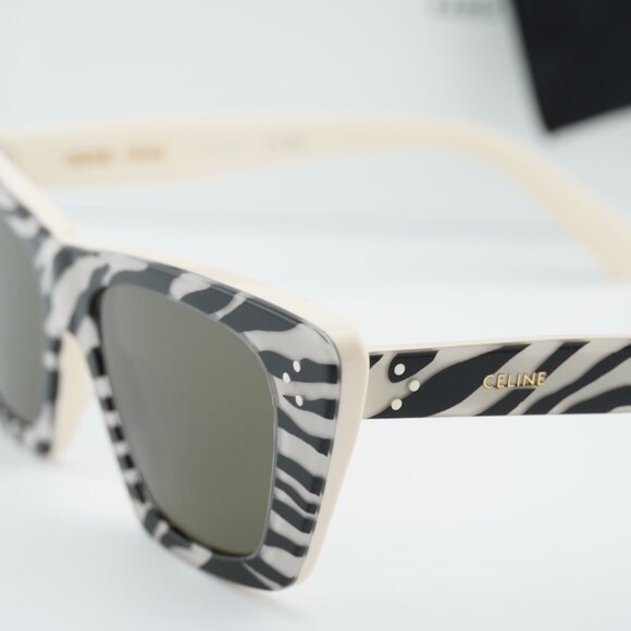 Celine CL40187I 99E Cat Eye Sunglasses - White and Black Animal/Grey main image 6